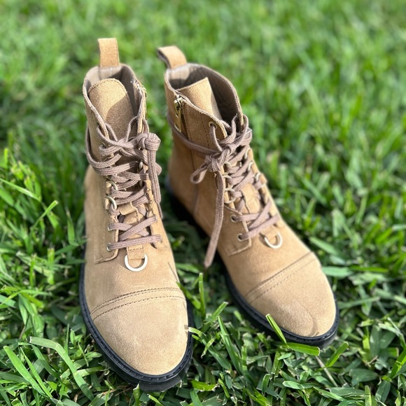 ALLSAINTS tan Suede combat boots US size 7 / 37 - Picture 10 of 16